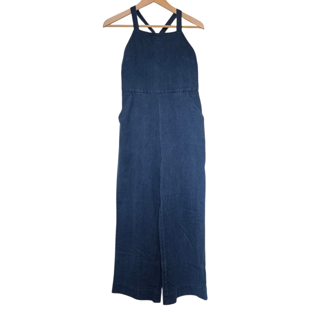 Marine Layer Cotton Wide Leg Blue Jumpsuit Overalls